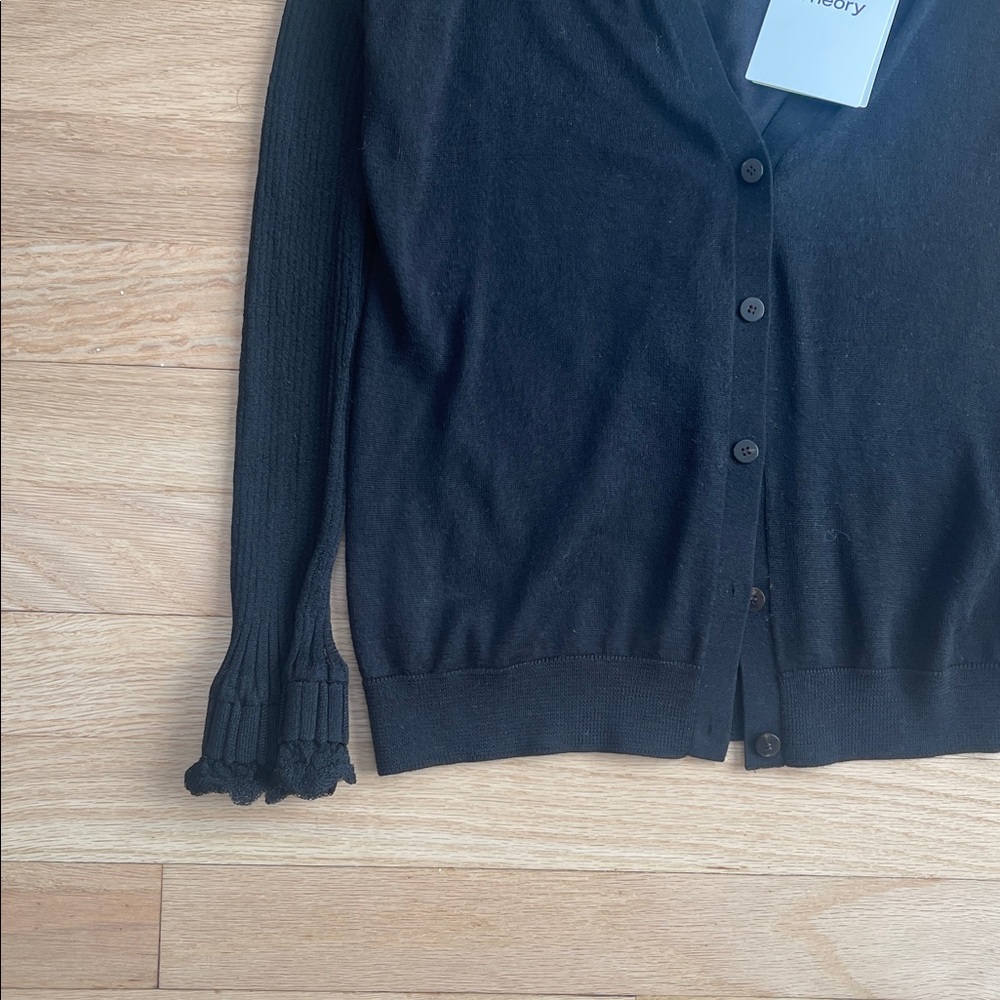 Theory Women's Black Cardigan Sweater size TP - Picture 9 of 12